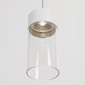 Lampa wisząca biała z pojedynczym kloszem tubką, metal i szkło, FUSION P0646 MAXLIGHT
