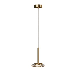 Lampa wisząca złota ze szklanym, płaskim kloszem LUNARIS 6W LED P0649 MAXLIGHT