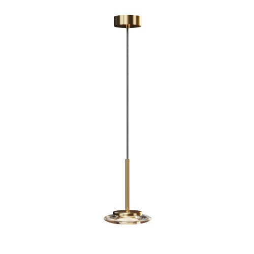 Lampa wisząca złota ze szklanym, płaskim kloszem LUNARIS 6W LED P0649 MAXLIGHT