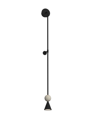 Nowoczesny kinkiet BINGO LED 398LM 3000K 8W czarny z elementem skalnym trawertyn W0447 MAXLIGHT