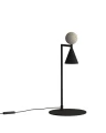 Lampa stołowa BINGO 9W czarna z włącznikiem na kablu, ozdobna kula trawertyn T0070 MAXLIGHT