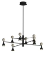 Lampa wisząca BINGO LED 54W czarny żyrandol 2965LM 3000K ozdobne klosze z kulką z  P0685 MAXLIGHT
