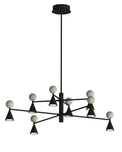 Lampa wisząca BINGO LED 54W czarny żyrandol 2965LM 3000K ozdobne klosze z kulką z  P0685 MAXLIGHT
