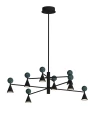 Żyrandol BINGO LED 54W czarny 2965LM 3000K ozdobne klosze z kulką z malechitu P0684 MAXLIGHT