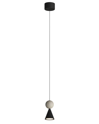 Minimalistyczna lampa wisząca BINGO 11W czarna 398LM 3000K z elementami z trawerynu P0683 MAXLIGHT